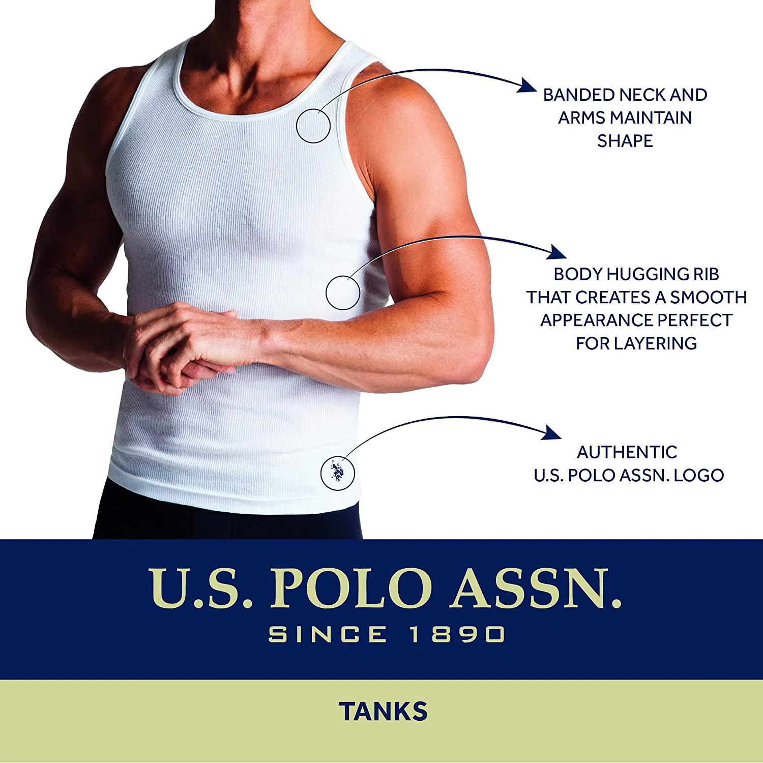 U.S. Polo Assn. Men's 4-Pack Cotton Ribbed Tank Tops