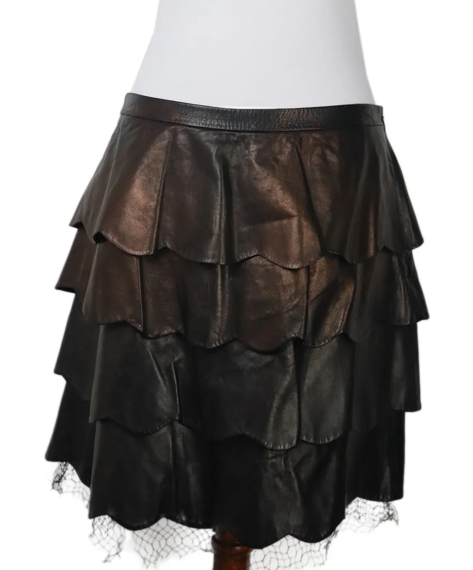 Valentino Black Leather Skirt sz 10