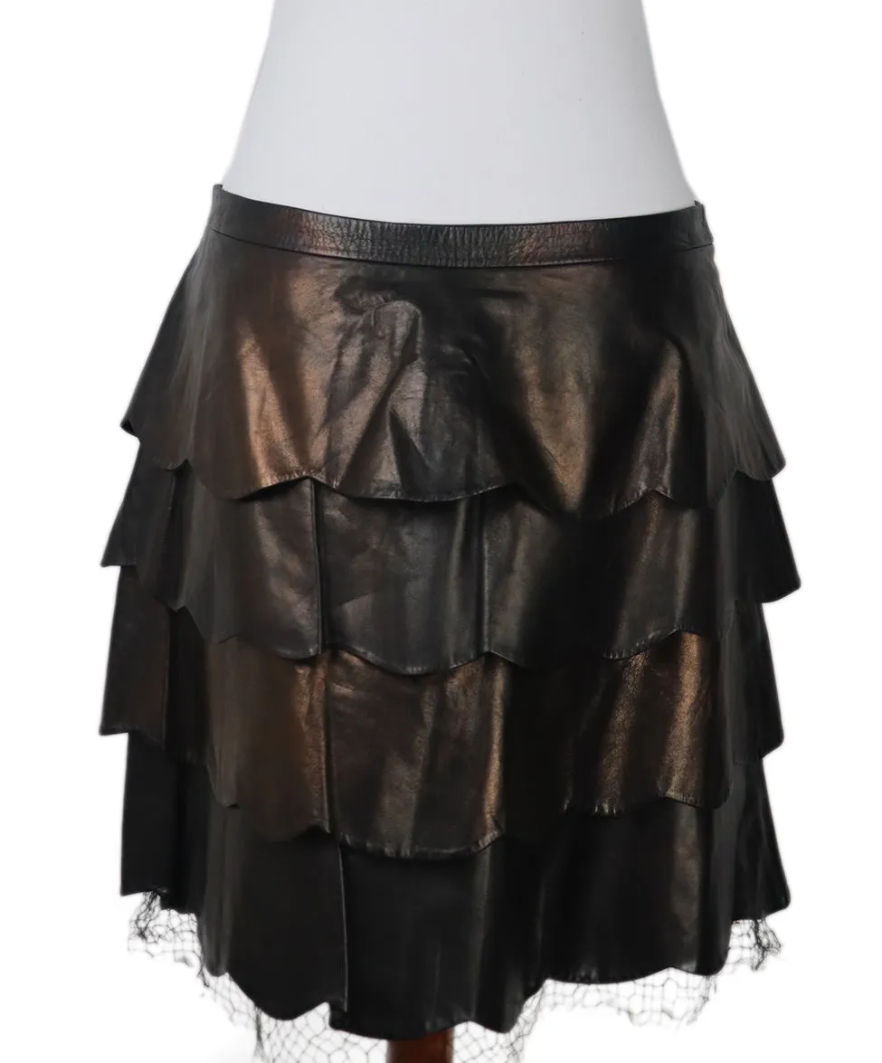 Valentino Black Leather Skirt sz 10