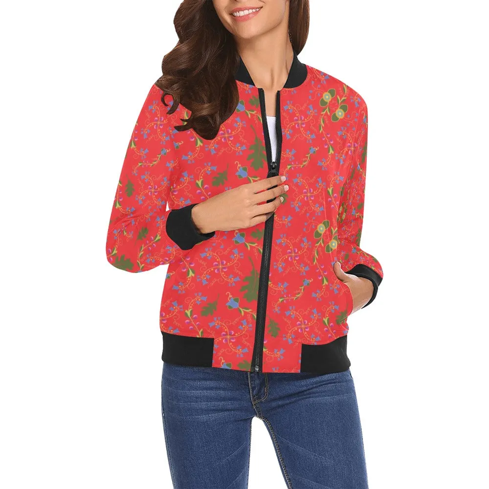 Vine Life Scarlet Bomber Jacket for Women