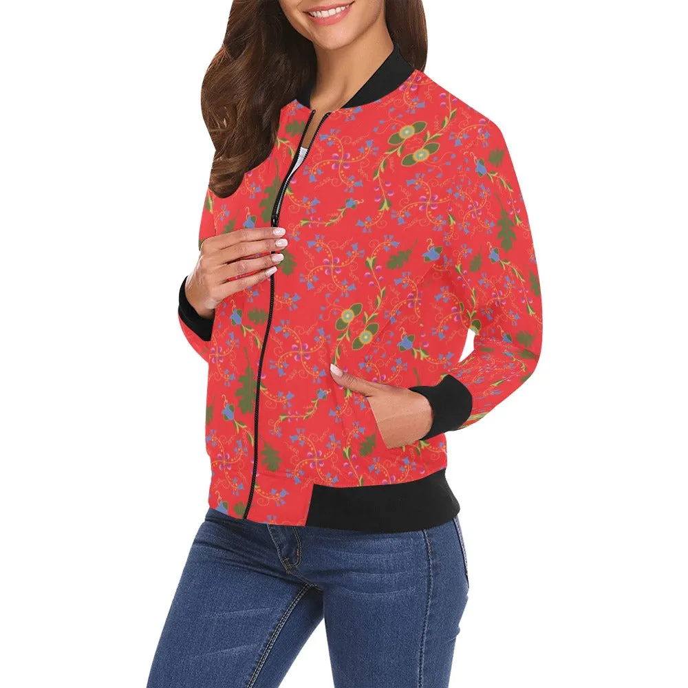 Vine Life Scarlet Bomber Jacket for Women