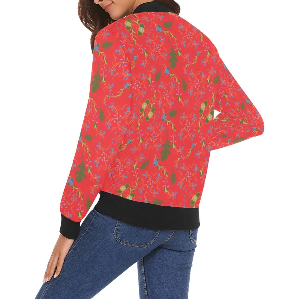 Vine Life Scarlet Bomber Jacket for Women