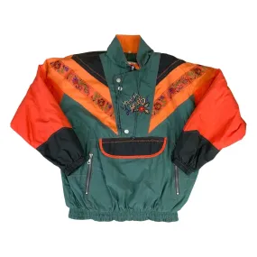 Vintage 80s 90s Orange Green Embroidered Floral Shell Sports Ski Jacket 2XL