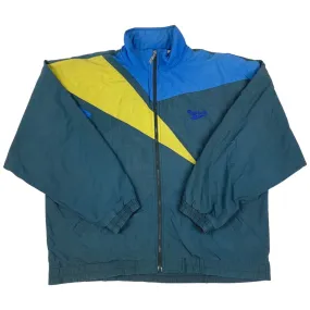 Vintage 90s Grey Yellow Blue Embroidered Reebok Windbreaker Jacket Coat XXL