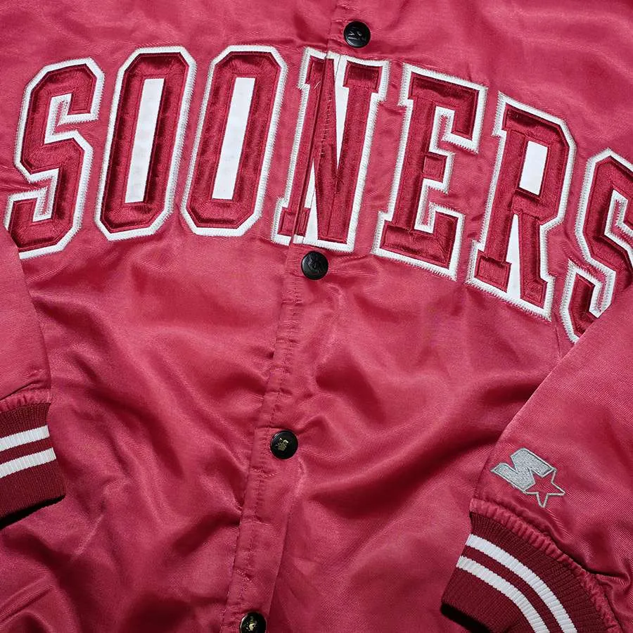 Vintage Starter Oklahoma Sooners Satin Bomber Jacket Large