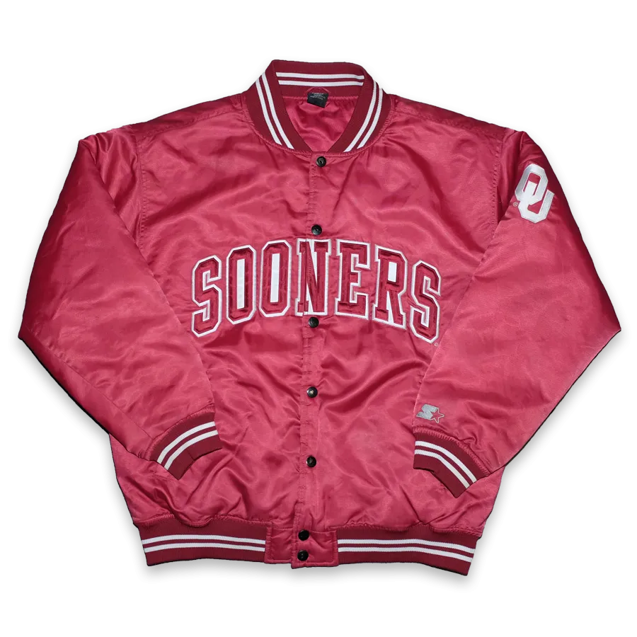 Vintage Starter Oklahoma Sooners Satin Bomber Jacket Large