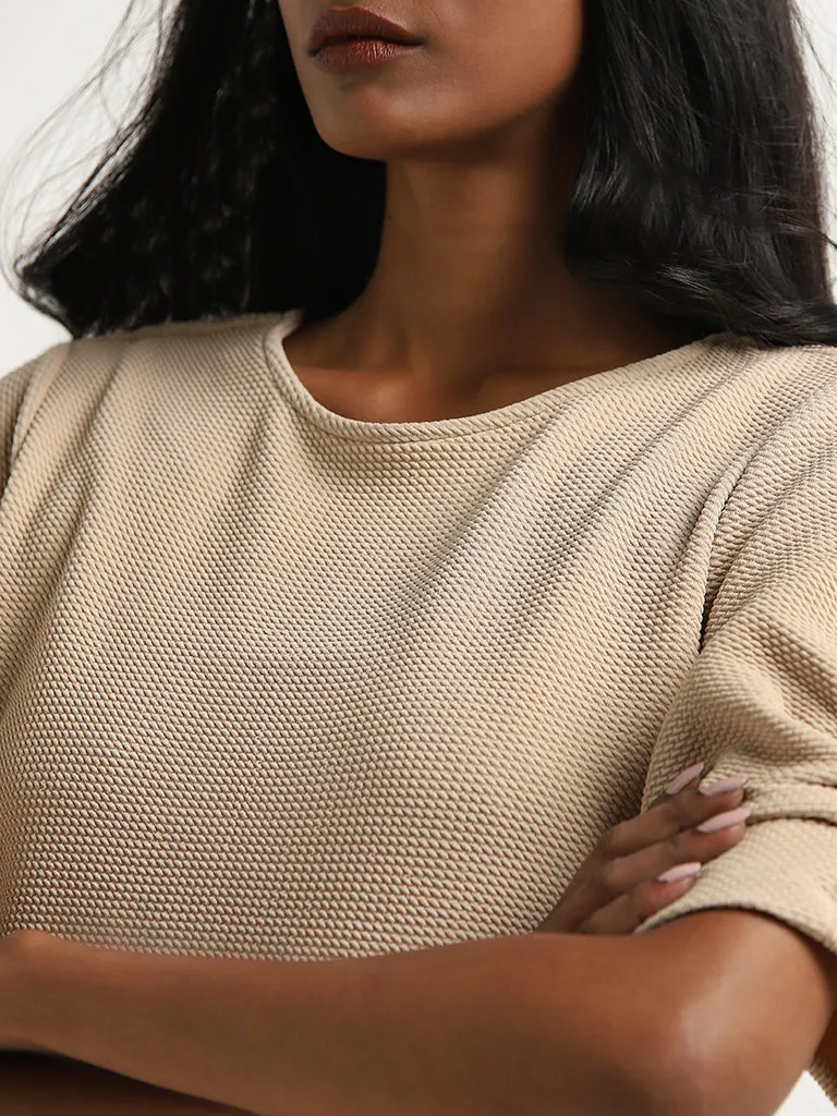 Wardrobe Beige Self-Textured Top