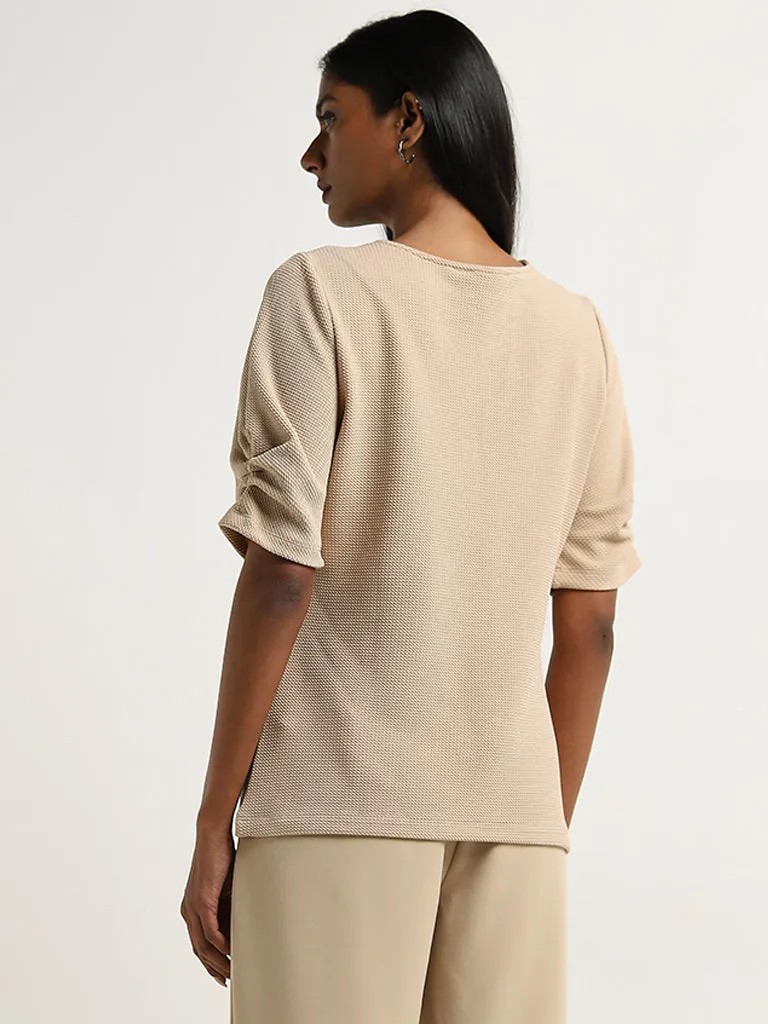 Wardrobe Beige Self-Textured Top