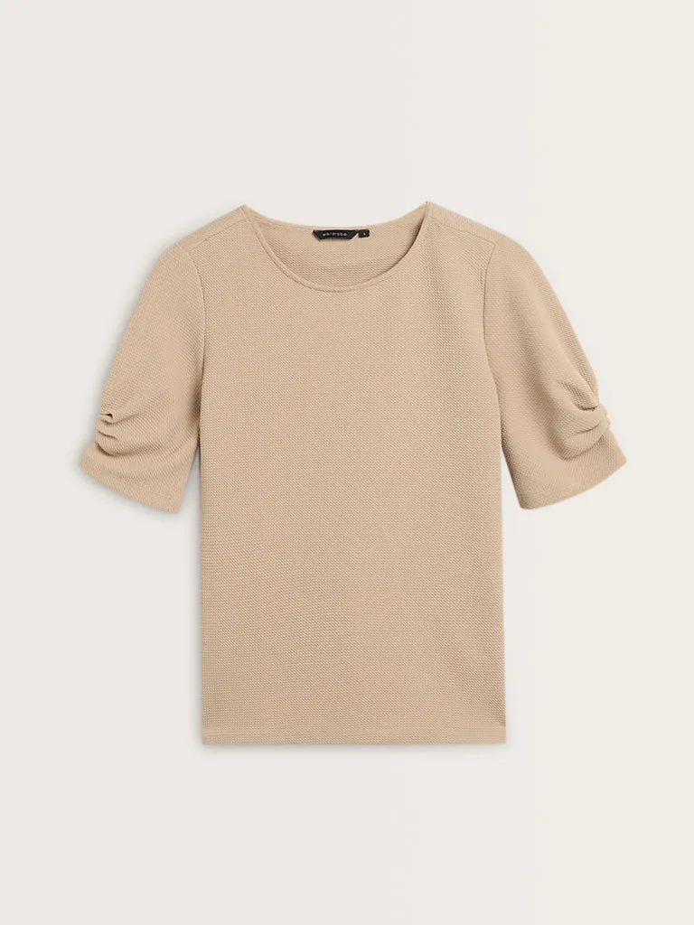 Wardrobe Beige Self-Textured Top