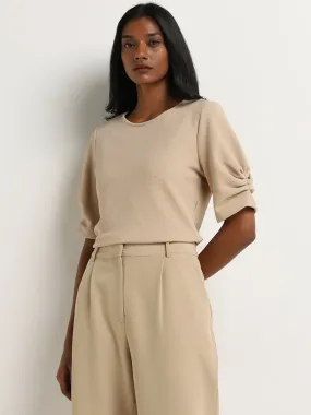 Wardrobe Beige Self-Textured Top