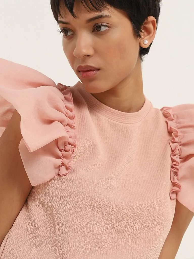 Wardrobe Dusty Pink Ruffled Sleeve Top