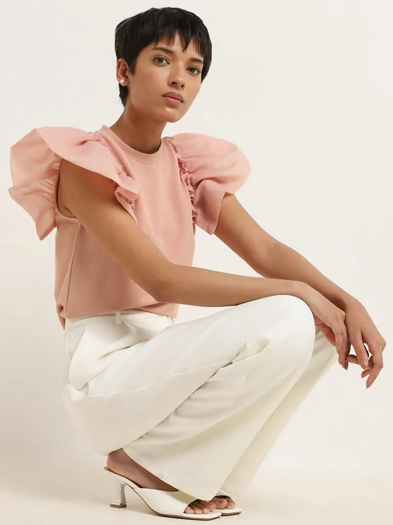 Wardrobe Dusty Pink Ruffled Sleeve Top