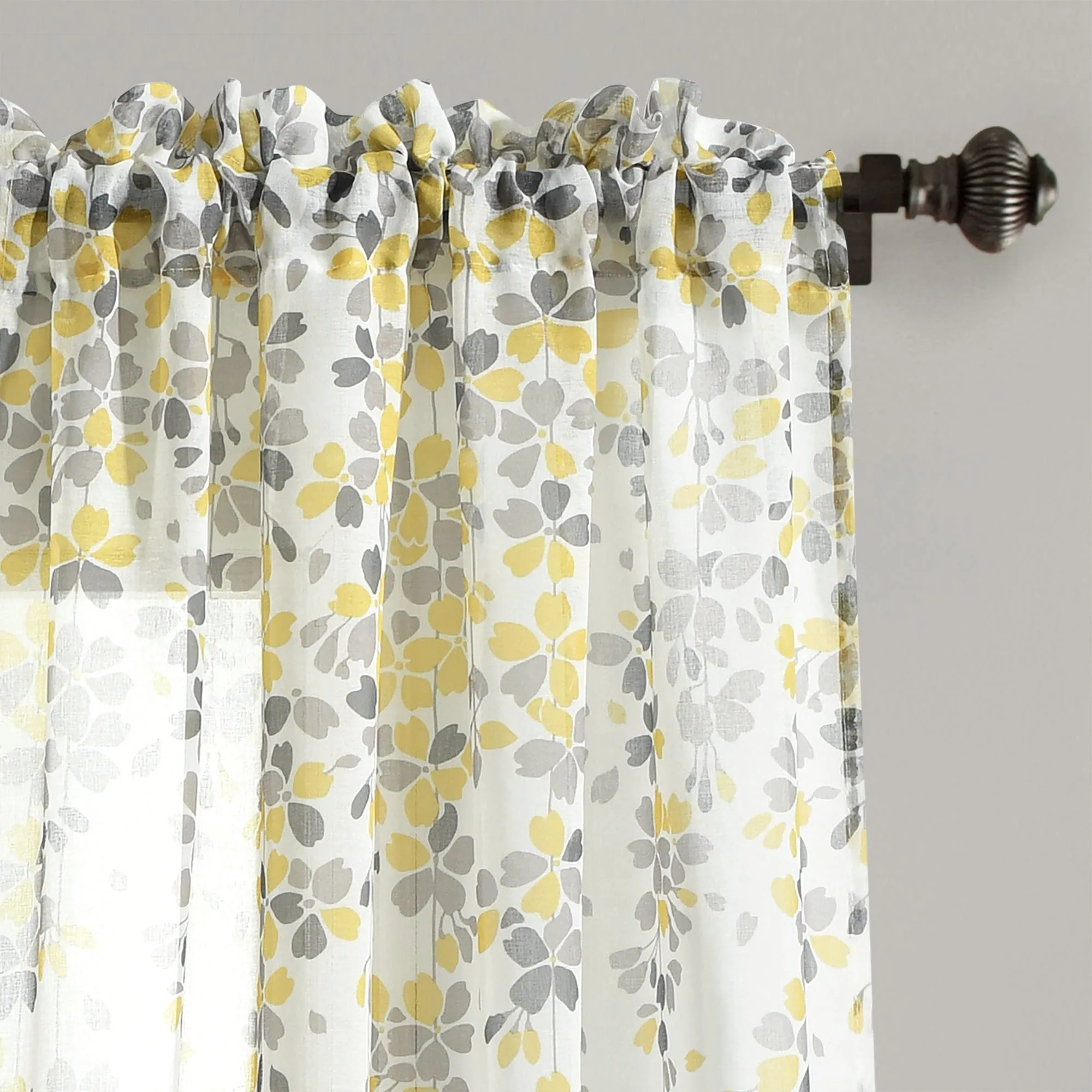 Weeping Flower Sheer Window Curtain Panel Set