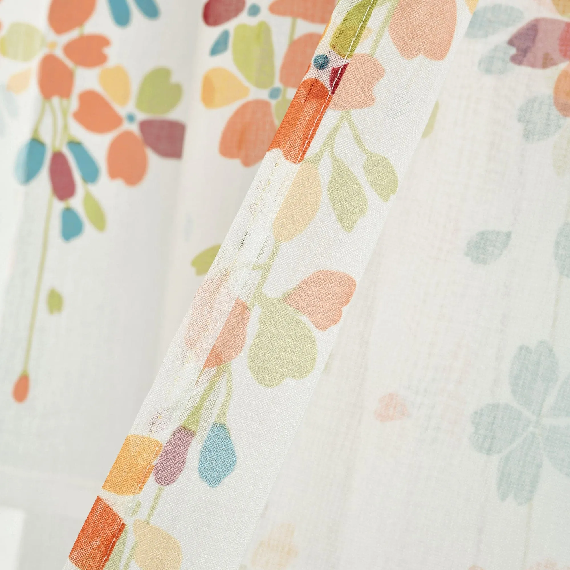 Weeping Flower Sheer Window Curtain Panel Set