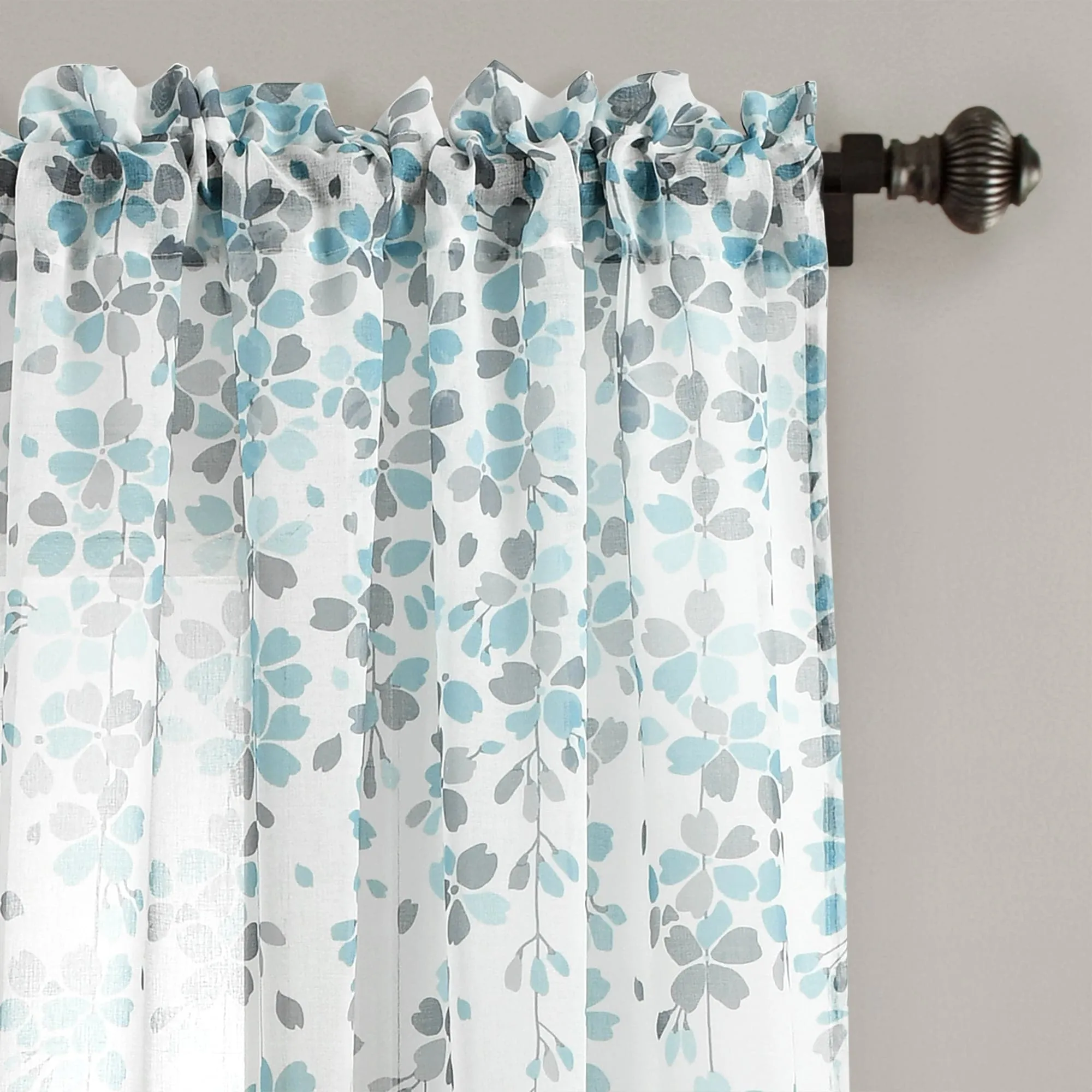 Weeping Flower Sheer Window Curtain Panel Set