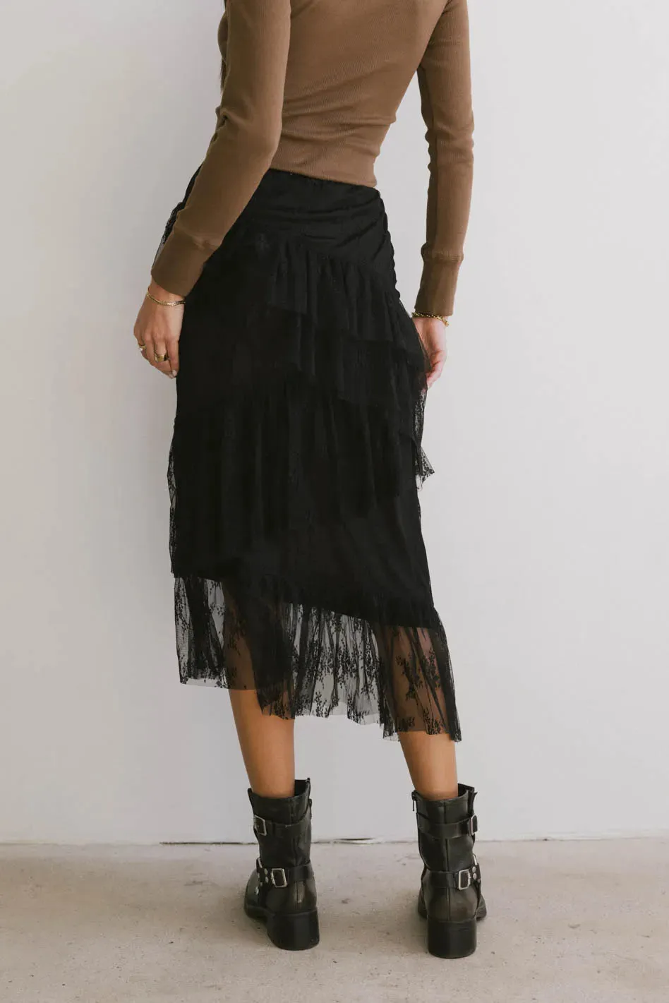 Where I Belong Midi Skirt in Black