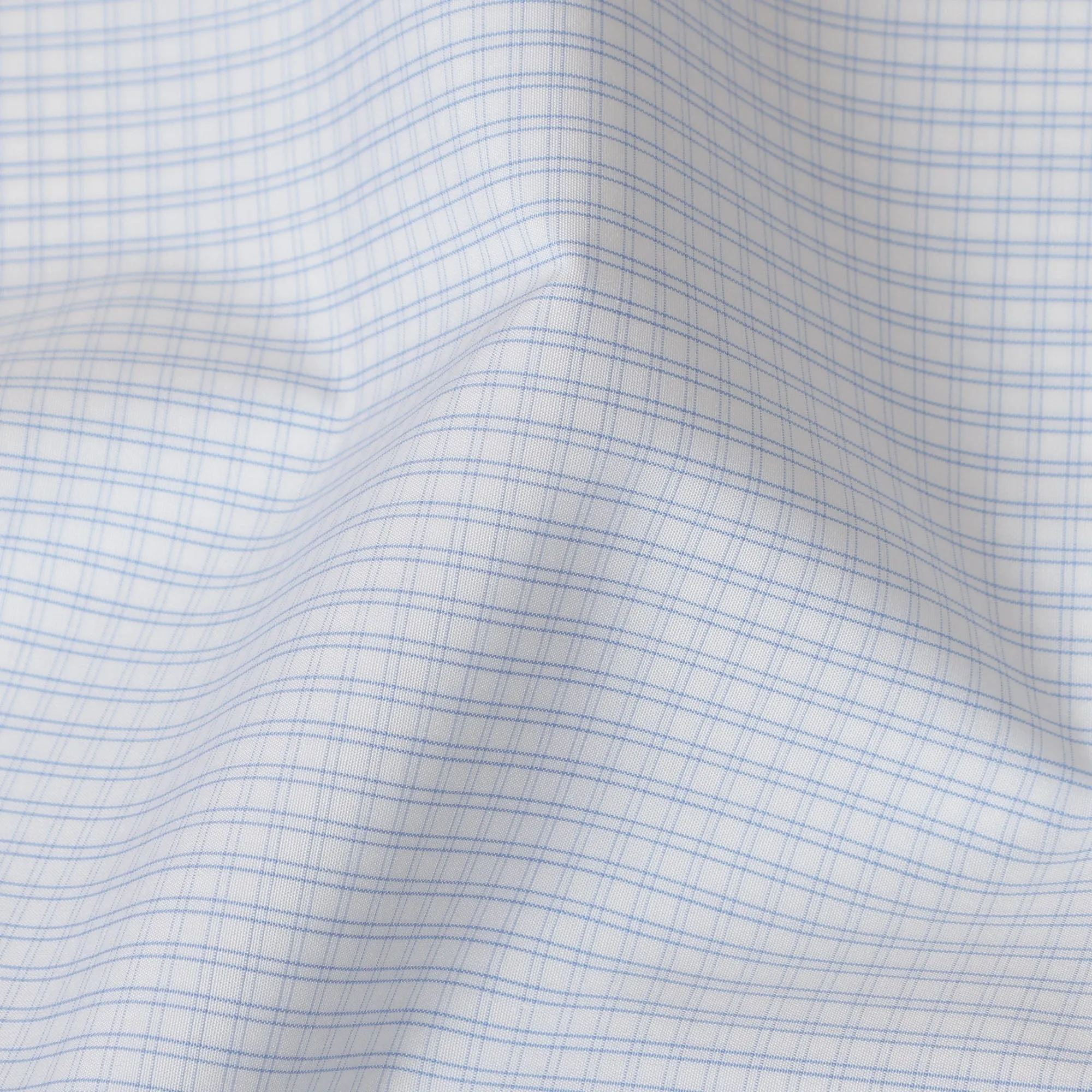 White and Light Blue Check 100% Cotton Shirting Fabric, 150 cm Width, Made in Italy-D20490