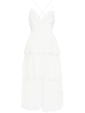 White Cotton Tie Back Midi Dress