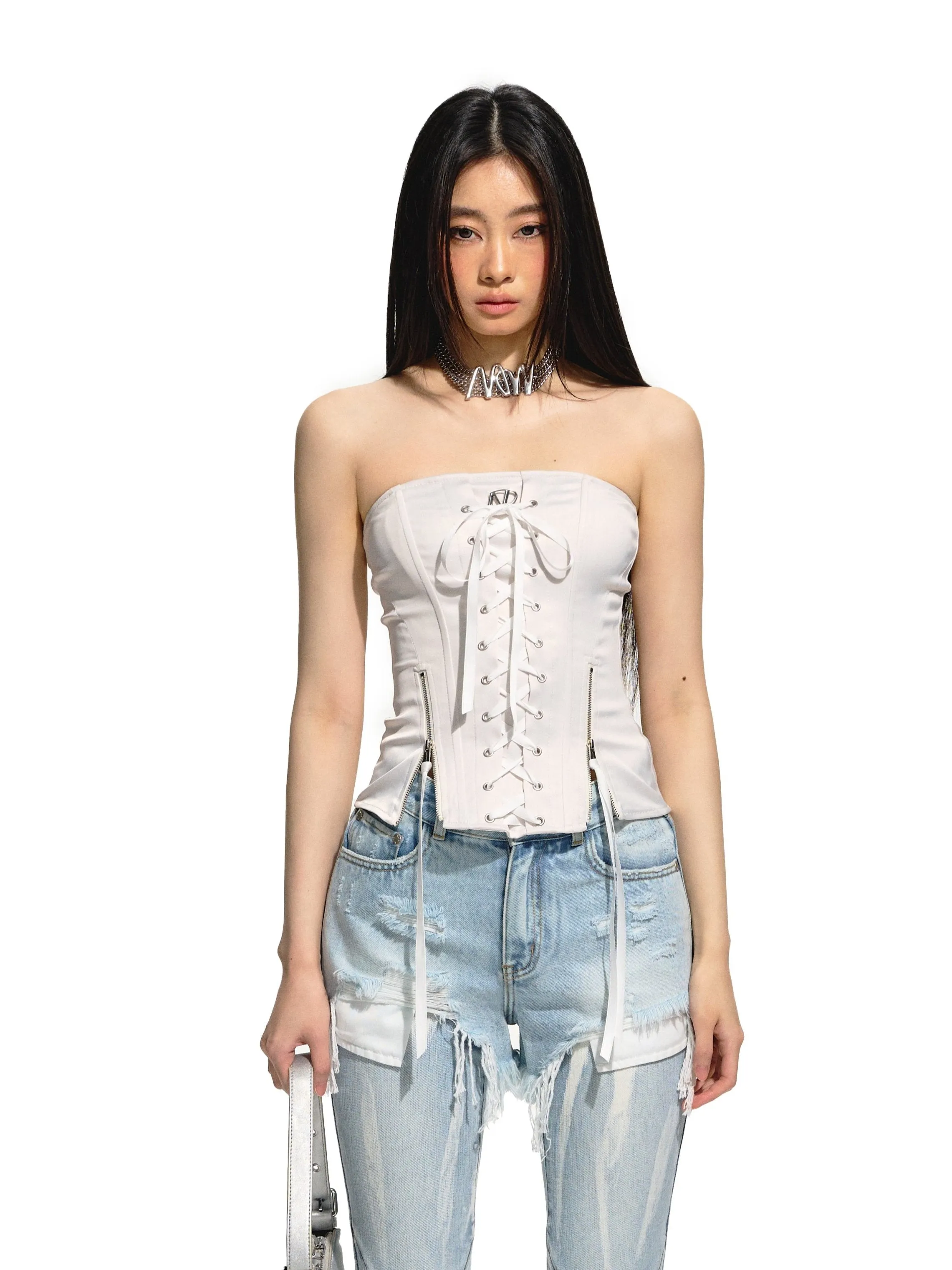 White Unrestraint Corset Top