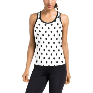 White With Black Polka Dots Women's Racerback Tank Top