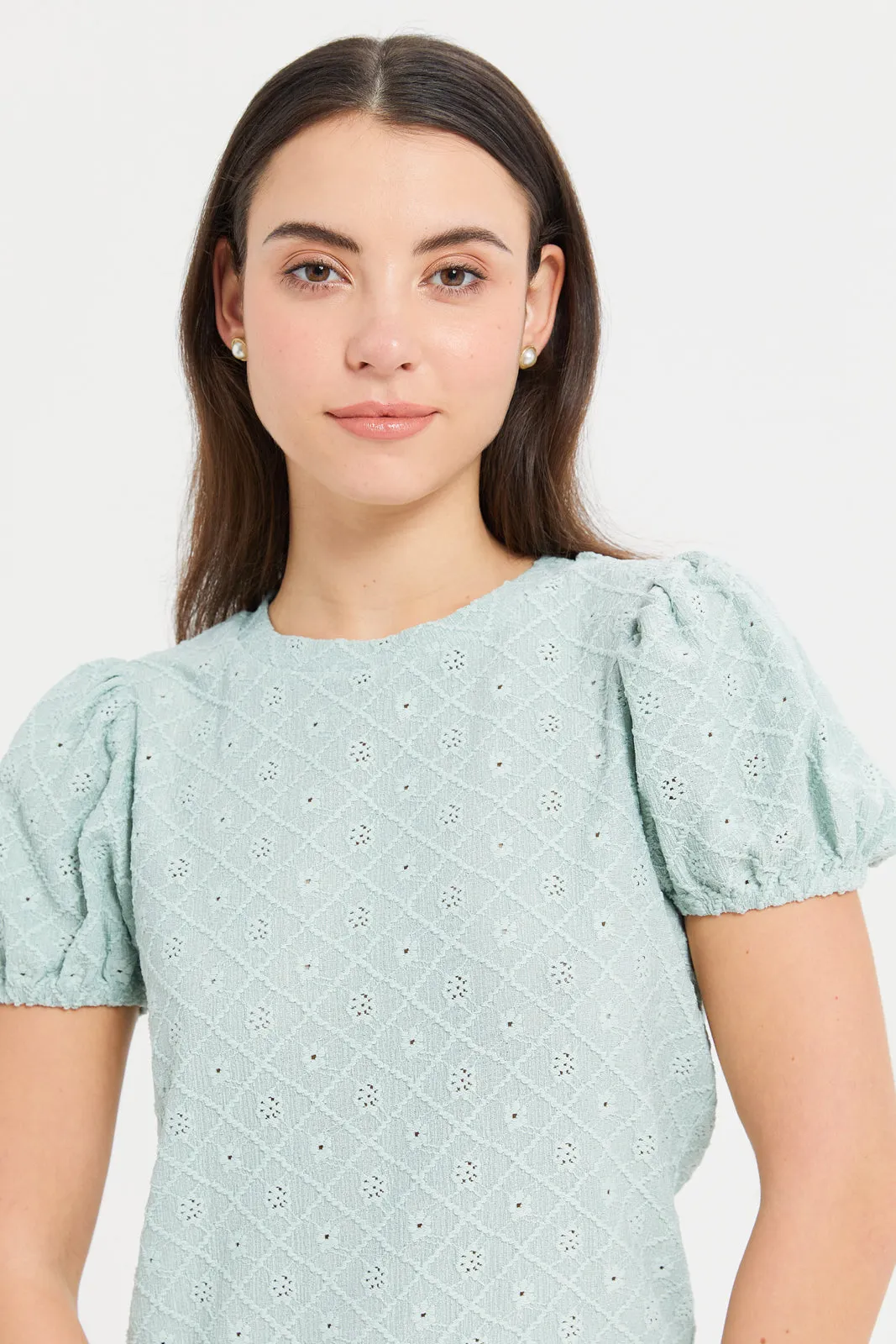 Women Mint Lace Top