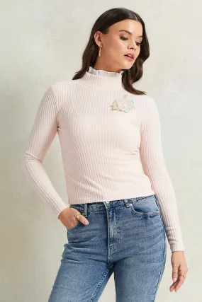 Women Pink Long Sleeved Top