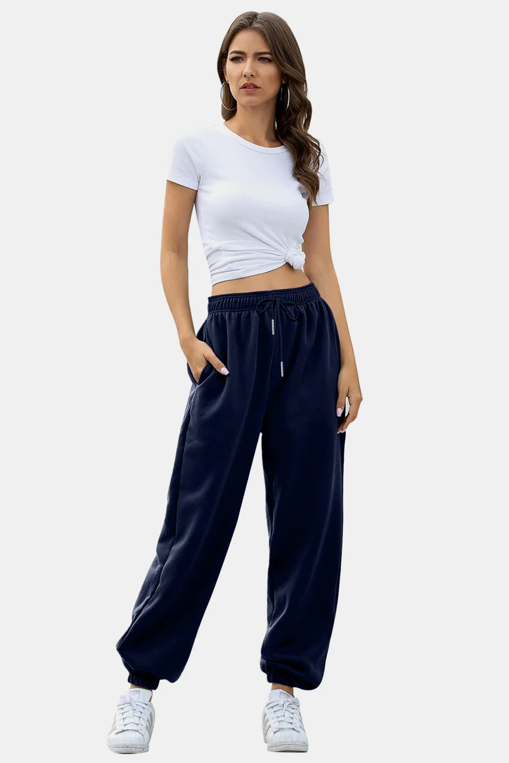 Womens FashionSweatpants Elastic Waist Joggers with Pockets