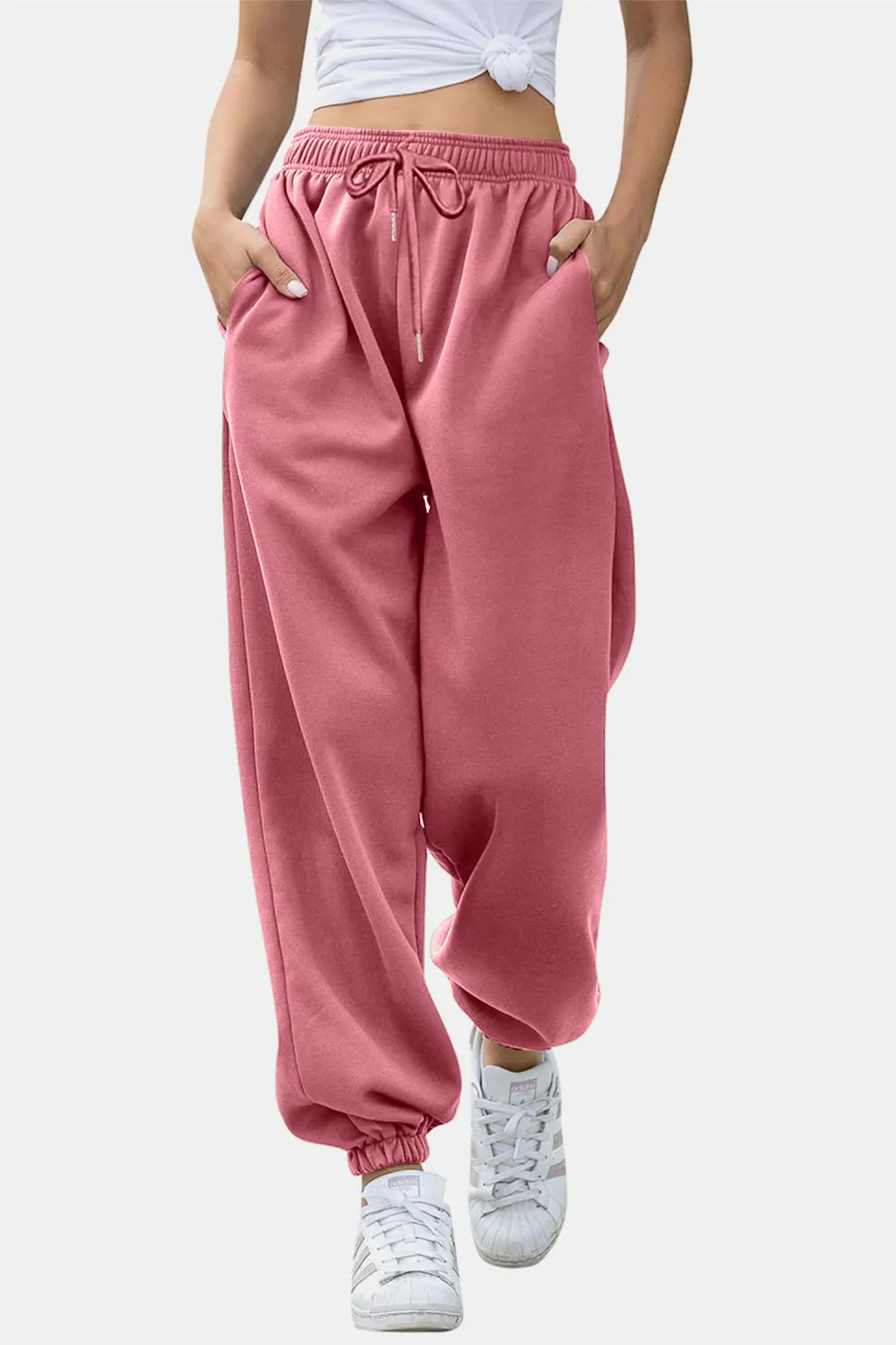 Womens FashionSweatpants Elastic Waist Joggers with Pockets