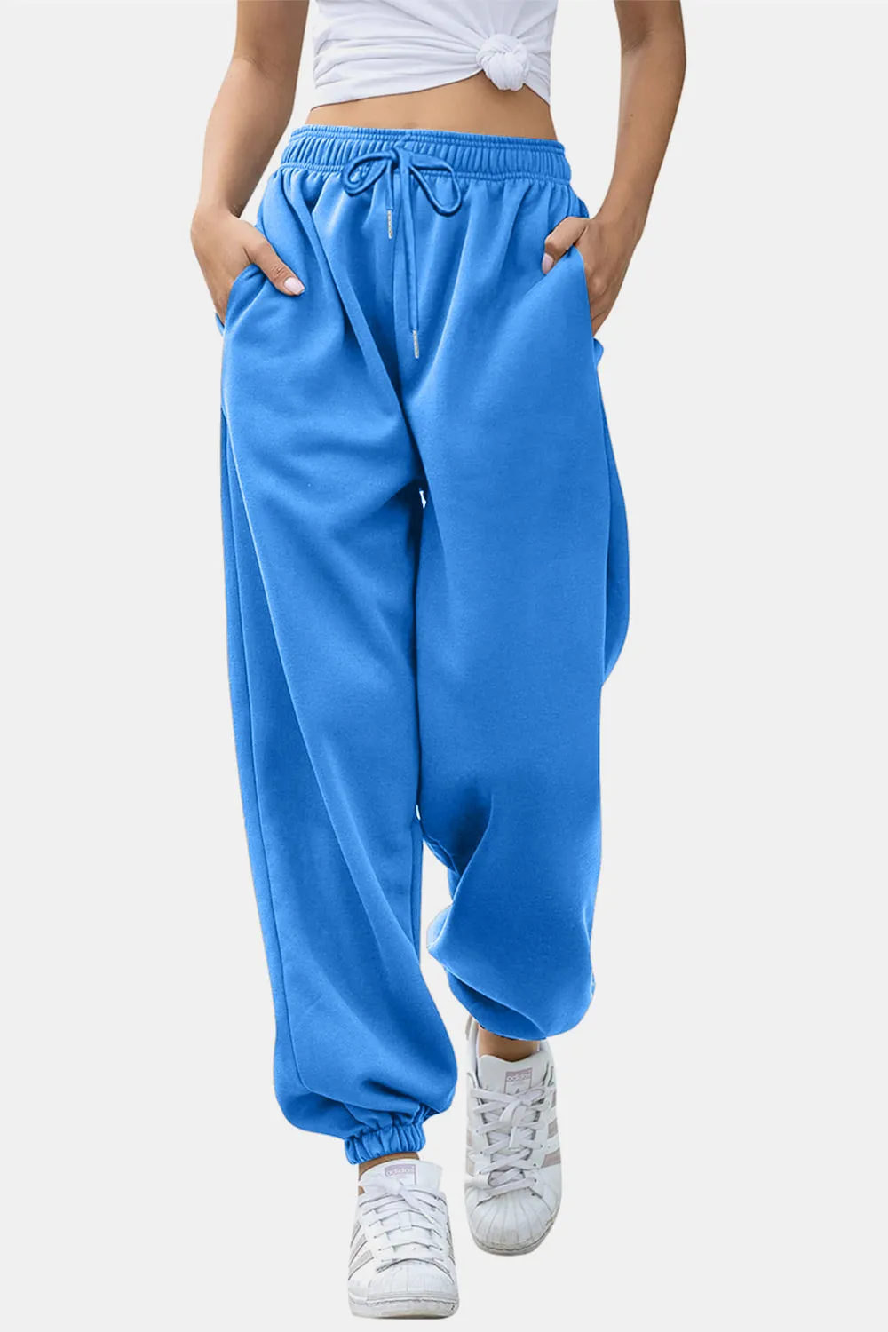 Womens FashionSweatpants Elastic Waist Joggers with Pockets