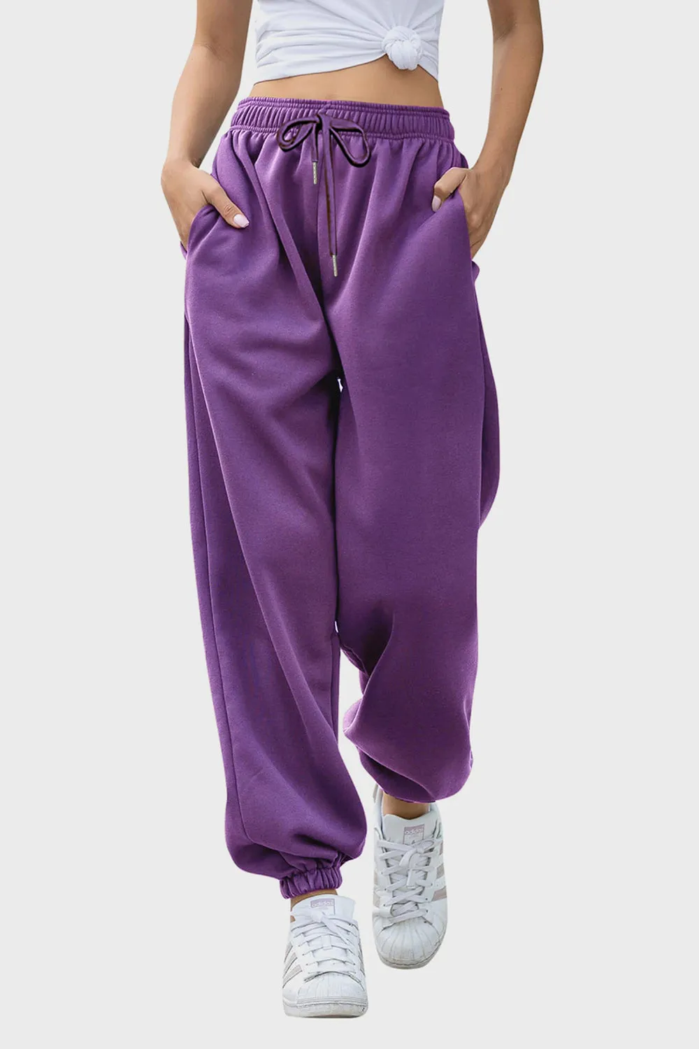 Womens FashionSweatpants Elastic Waist Joggers with Pockets