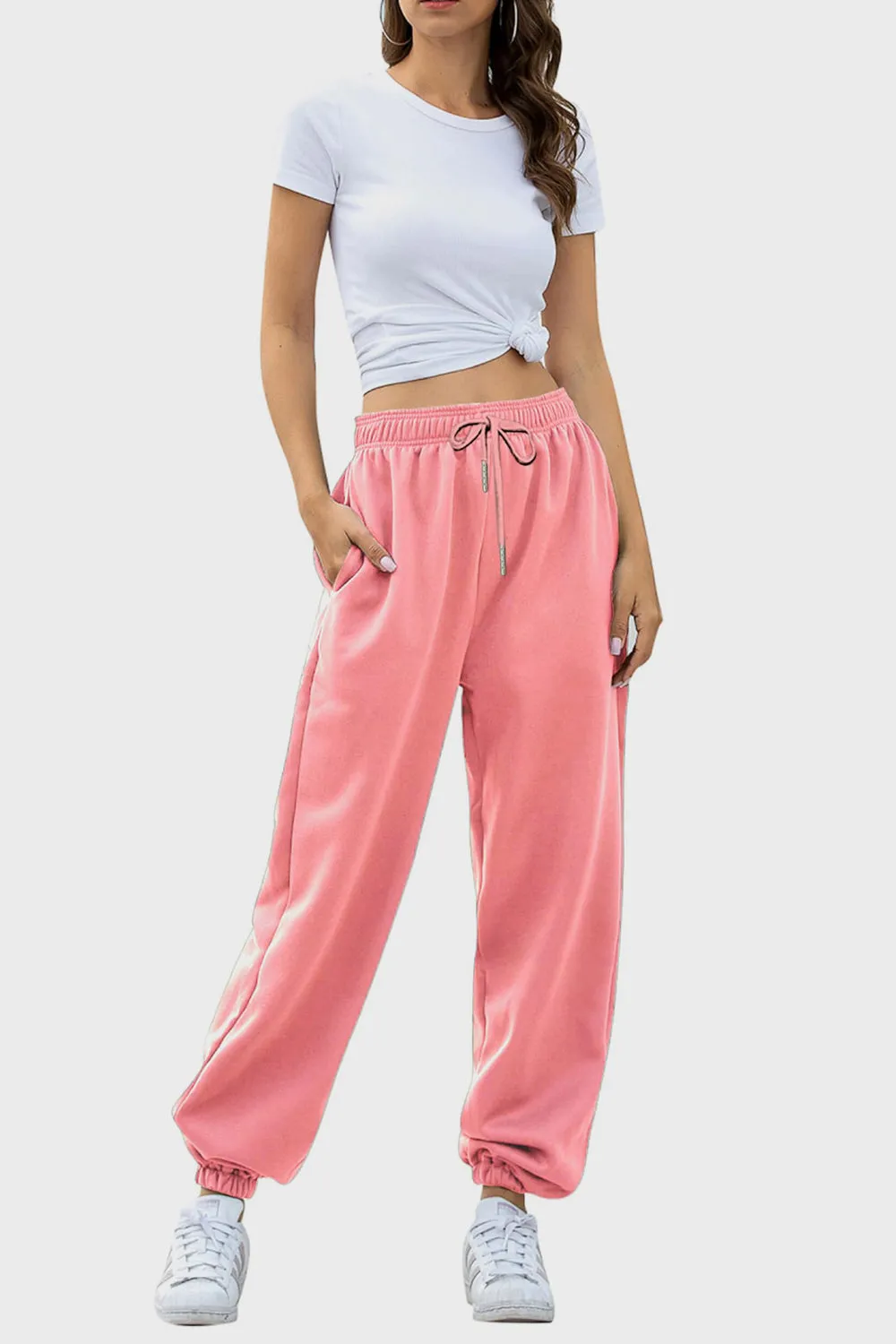 Womens FashionSweatpants Elastic Waist Joggers with Pockets