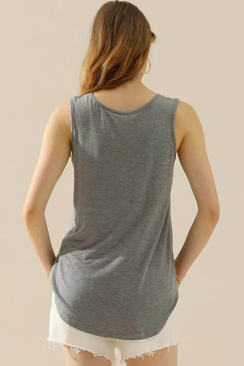 Women's Full Size V-Neck Curved Hem Tank