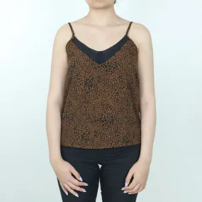 Women's Leopard-Print Satin Top,Brown/Black