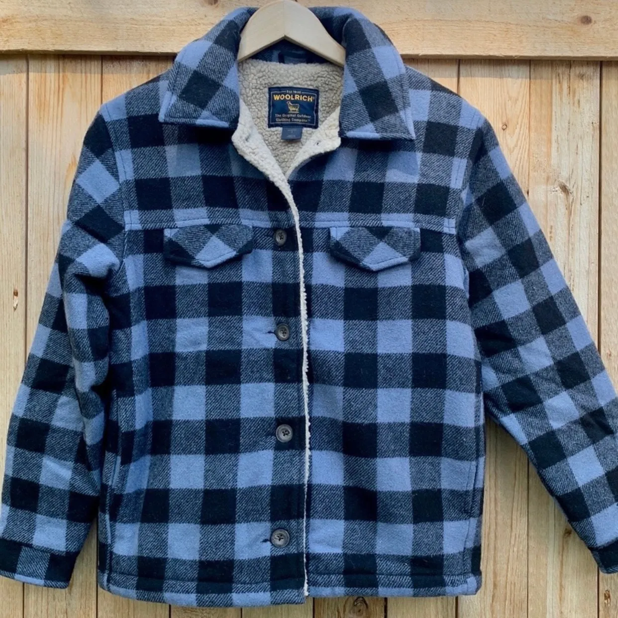 WOOLRICH Vintage Wool Plaid Fleece Lined Button Down Winter Shirt Coat Jacket Shacket