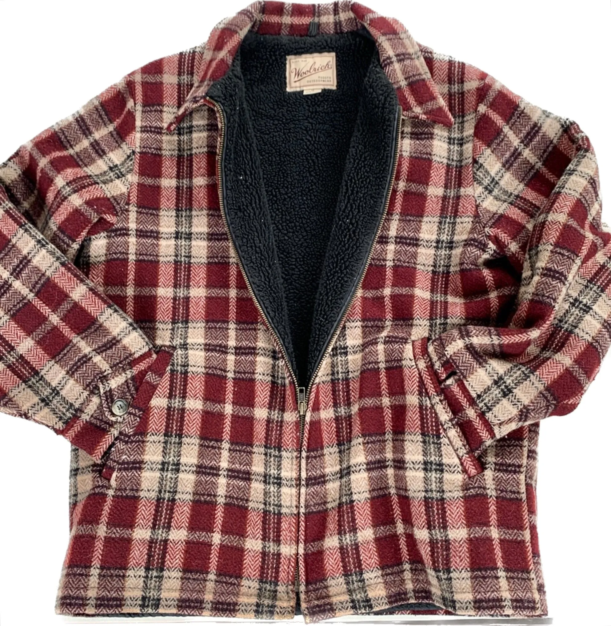 WOOLRICH Vintage Wool Plaid Fleece Lined Zippered Winter Coat Shirt Jacket Shacket