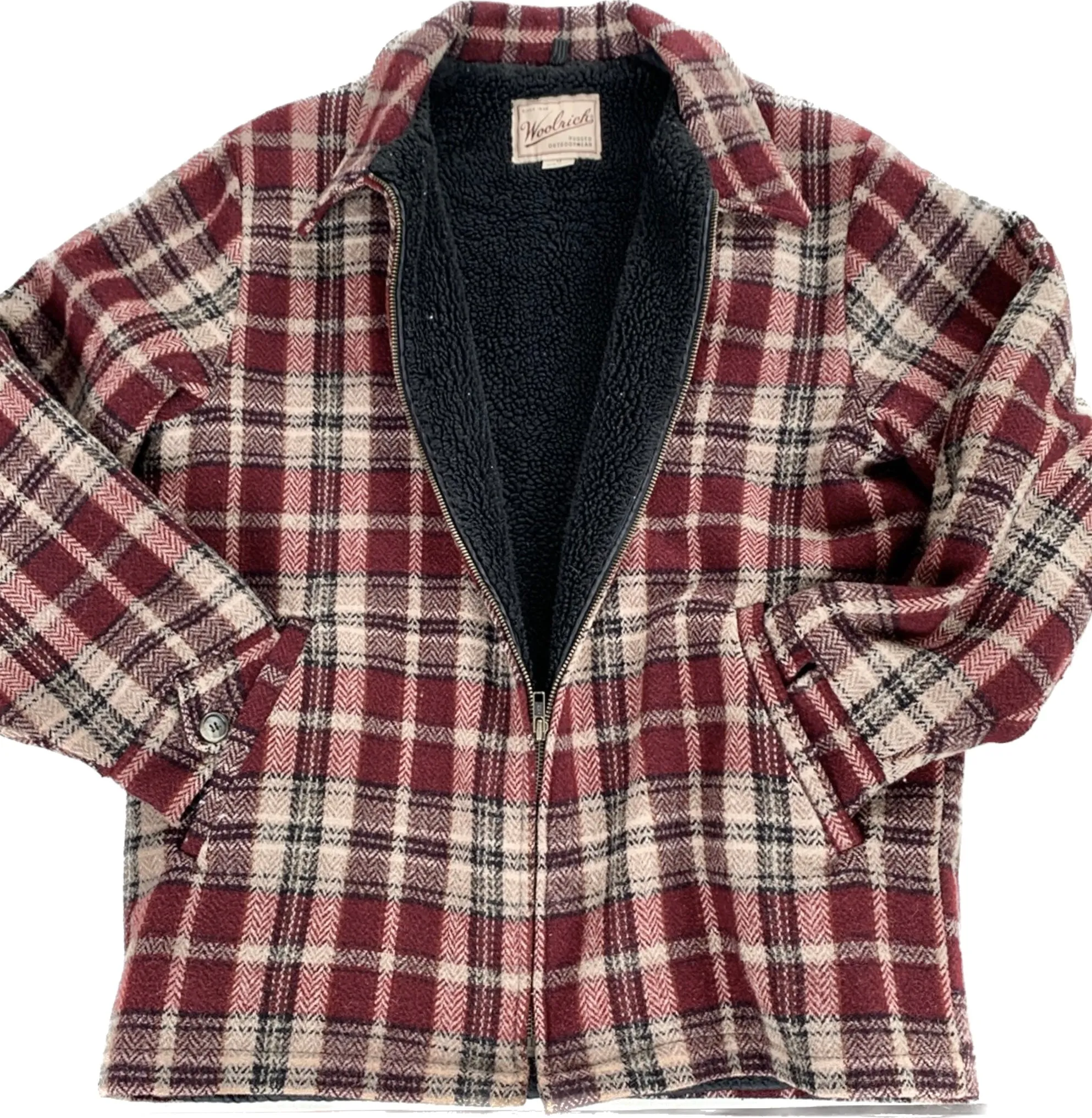 WOOLRICH Vintage Wool Plaid Fleece Lined Zippered Winter Coat Shirt Jacket Shacket