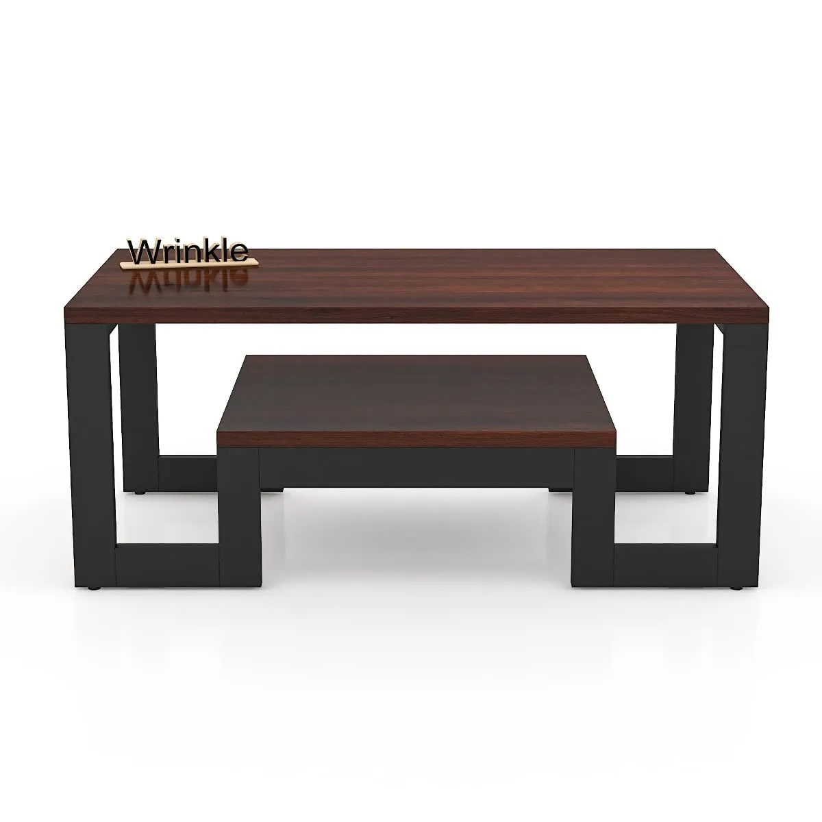 Wrinkle Solid Wooden and Iron Frame Brown Centre Coffee Table with Storage, Coffee Table for Living Room, Home and Office