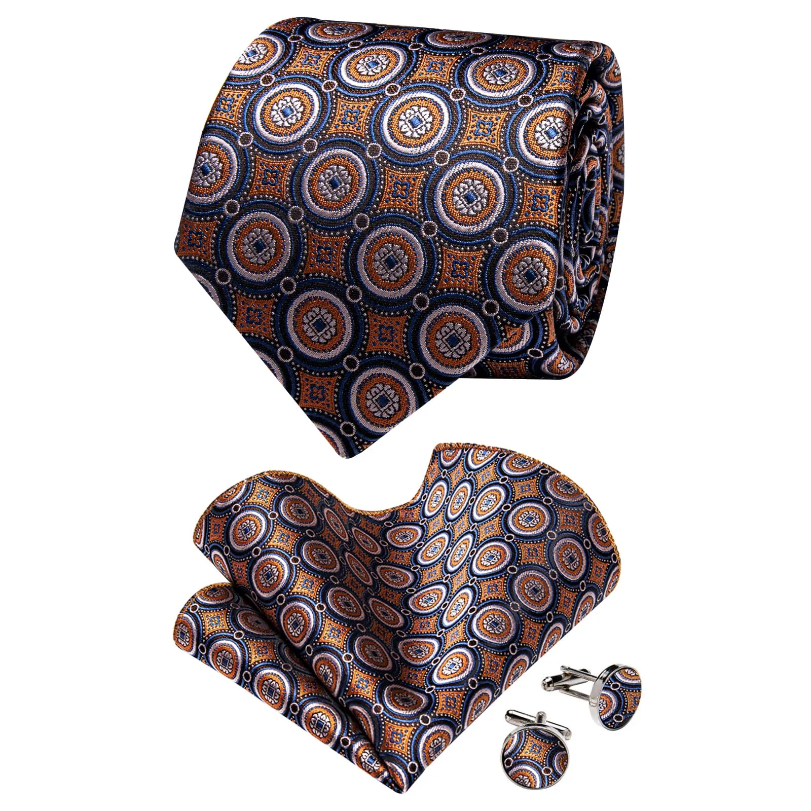 YourTies $19.5 Orange Tie Jacquard Men's Novelty Formal Regular Necktie Set