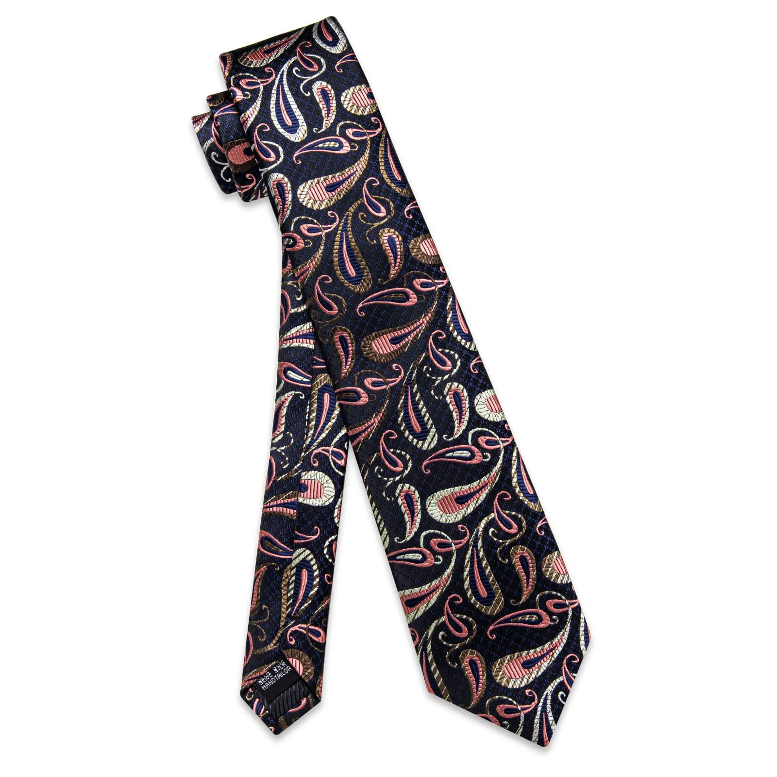 YourTies Blue Ties Beige Pink Jacquard Paisley Wedding Tie Set for Men